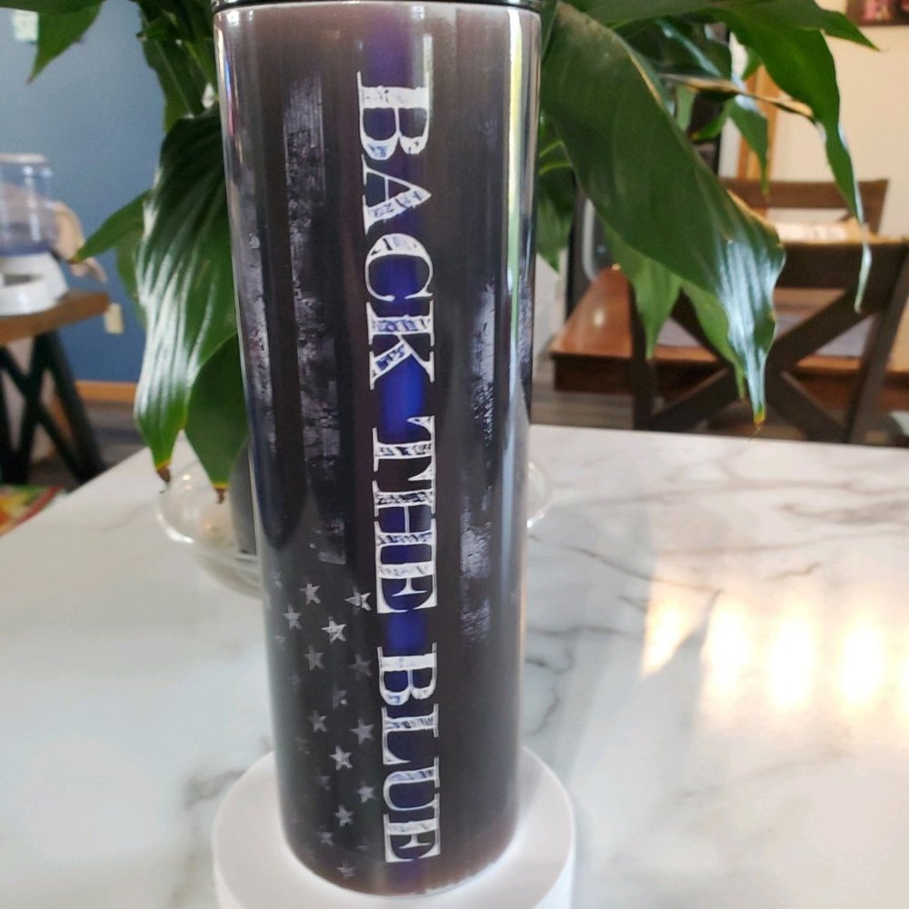 BACK THE BLUE 30oz Tumbler with duo lids 🎉sale